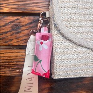 Handmade Cherry Blossom Keychain Chapstick Holder